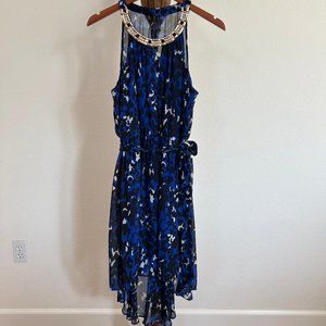 Thalia Sodi Size M Geometric Sleeveless Embellished High-Low Tie Waist Dress